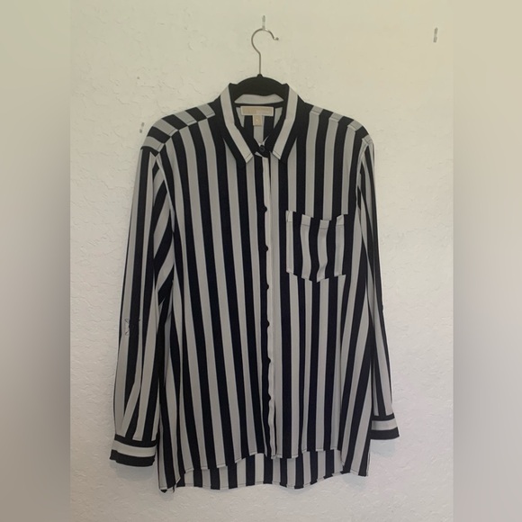 COPY - Michael Kors Blue and White Striped Blouse - Picture 1 of 1